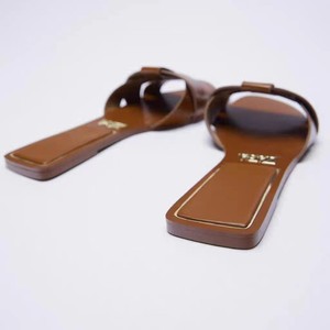 QF1 Sandalias Planas de Cuero para Mujer, Estilo Verano, para Exteriores, Chanclas de Playa - Product Image 3