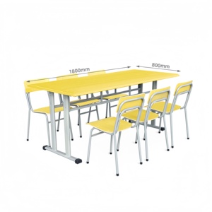 Table de formation moderne 6 places et ensemble de chaises, bureau d'étude collaboratif pour groupe, structure métallique et plateau en contreplaqué pour bureau et école - Product Image 4