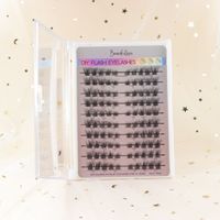 Nouveau design de cils segmentés DIY, cils individuels en grappe, cheveux synthétiques pour cils en éventail, cils faits à la main avec tige en coton noir