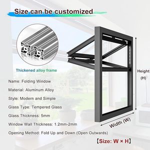 Fenêtre coulissante double pliable en alliage d'aluminium avec verre de sécurité trempé vertical pour <span class=keywords><strong>cuisine</strong></span> <span class=keywords><strong>et</strong></span> extérieur - Product Image 2