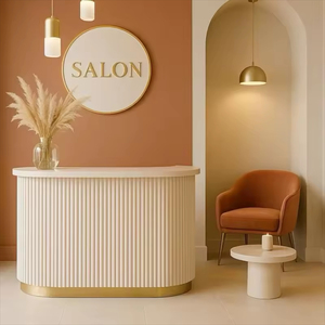 Bancone Reception Minimalista Personalizzabile in <span class=keywords><strong>MDF</strong></span>, Piccolo Bancone Rosa per Salone di Bellezza, Boutique o Cassa - Product Image 2