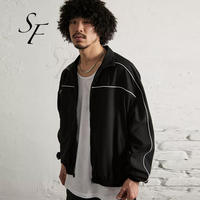 Nouveau design détails passepoil 100% Polyester noir microfibre jogging Sport Fitness survêtement veste pour hommes