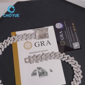ลดราคาพิเศษ สร้อยคอเงินแท้ S925 ขนาด 18 มม. แบบ Cuban Link 2 แถว ประดับเพชรโมอิสซาไนต์ สไตล์ฮิปฮอป เครื่องประดับคุณภาพสูง สร้อยคอผู้ชาย ผ่านการทดสอบเพชร GRA - Product Image 2