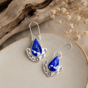 Orecchini pendenti vintage bohémien blu intenso da donna, gioielli di moda di tendenza - Product Image 3