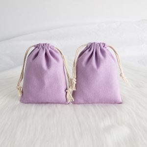 Purple Cotton <b>Drawstring</b> Bag 7x9cm Jewelry Storage <b>Pouch</b> Rectangular Fabric Ring Holder Packaging For Accessories - Product Image 3