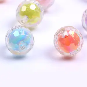 Handmade DIY material 16mm color-plated football faceted beads-in-beads mobile phone bracelet acrylic jewelry accessories