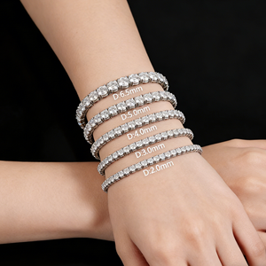 Bracciale Tennis da Donna in Argento Sterling 925 con Moissanite da 2-6mm, Gioielli per Anniversario e Matrimonio, Produzione su Misura - Product Image 1