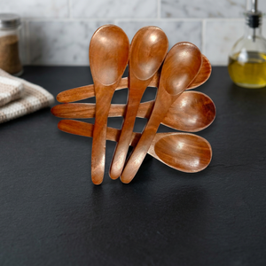 Premium 6-8 Inch Wood Spoon <b>Set</b> 6-Piece Bulk Wholesale 10ml Mirror for Coffee Honey Soup Weddings Eco-Friendly <b>Cheap</b> Prices - Product Image 1