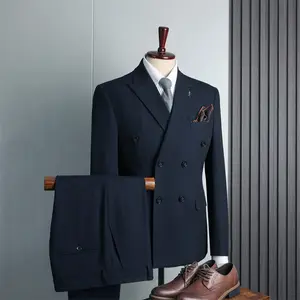 2024 yeni moda mavi kruvaze en iyi adam takım elbise artı boyutu iş rahat erkek düğün için düğme kapatma ile Blazers