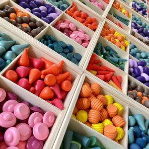 Jouet DIY <span class=keywords><strong>en</strong></span> <span class=keywords><strong>bois</strong></span> massif pour enfants, 40 pièces, animaux <span class=keywords><strong>arc</strong></span>-<span class=keywords><strong>en</strong></span>-<span class=keywords><strong>ciel</strong></span> mignons, blocs de construction créatifs et naturels - Product Image 2