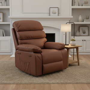 Sillón Reclinable Eléctrico de Cuero, Cómodo, Respaldo Alto, Altura Ajustable, con Calefacción, Masaje <span class=keywords><strong>y</strong></span> Control Remoto, para Sala de Estar - Product Image 1