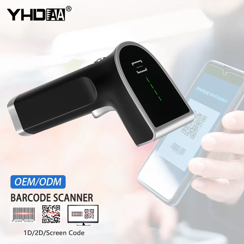 YHDAA Pos automático frisado arma Inventário 2D armazenamento dados bluetooth sem fio Barcode scanner máquina