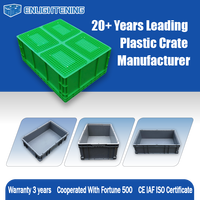 Conteneur Euro en plastique robuste 600x400x220mm, boîte logistique à parois droites solides, trous de verrouillage de sécurité, fond antidérapant pour convoyeur