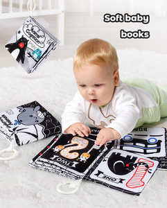 Libro de Tela Suave Personalizado, Lavable <span class=keywords><strong>y</strong></span> Resistente a Desgarros, en Blanco <span class=keywords><strong>y</strong></span> Negro, con Estimulación Sonora para Bebés, para la Educación Temprana - Product Image 1