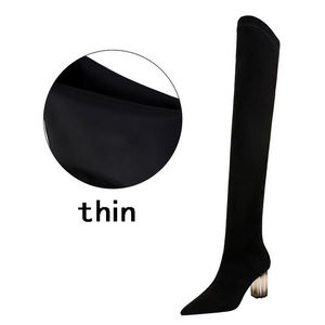 1718-13 bigtree pattini delle donne di modo trasparente di cristallo <span class=keywords><strong>con</strong></span> <span class=keywords><strong>tacco</strong></span> alto a punta in pelle scamosciata sexy sottile pedicure sopra il stivali al ginocchio - Product Image 3