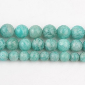 ลูกปัดหินอะมาโซไนต์ธรรมชาติขนาด 6/8/10 มม. สีฟ้า รูปทรงกลม สำหรับทำเครื่องประดับ DIY สร้อยข้อมือ ขายส่ง - Product Image 2