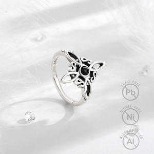 Changda女性用925スターリングシルバーブラック黒曜石<span class=keywords><strong>pagan</strong></span> wiccanジュエリーケルト魔女結び目リング男性用 - Product Image 3