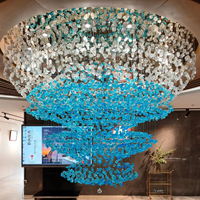 Lustre sur mesure pour hall d'hôtel, grand projet de verre, style moderne et luxueux, pour hall d'hôtel, villa, salon