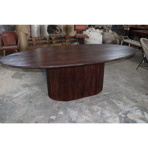 Table basse ovale en bois de style mid-century modern, plateau et structure en bois massif, meubles de salon à prix de gros - Product Image 2