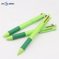 Stylos à bille multicolores 3-en-1 Zeamor de haute qualité en plastique pour le sport, encre verte, logo personnalisé, échantillons gratuits pour usage promotionnel