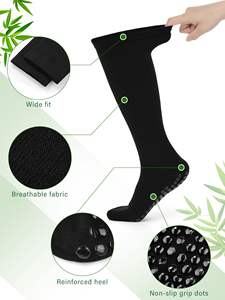Calcetines de compresión de viscosa de bambú Embarazo Viajes Deportes Puntos antideslizantes Calcetines de compresión de agarre de talón grueso con infusión de cobre de Bambú - Product Image 2