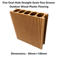 Plancher en composite bois-plastique (WPC) pour extérieur, 40mmx140mm, à cinq trous ovales, grain droit, rainures fines, antidérapant, écologique, pour jardin