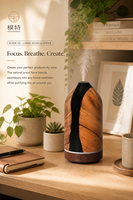 Diffuseur d'arômes en bois d'acacia 100 ml, effet rivière de résine, humidificateur ultrasonique silencieux à effet galaxie bleue, cadeau artistique, OEM, faible MOQ 50 pièces