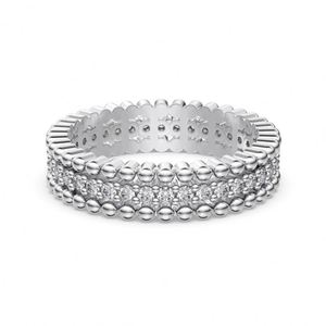 Dylam Shiny Jewelry Rhodium Plated 925 <b>Silver</b> Cluster <b>Eternity</b> Band Multiple Layer 5A Zirconia Sparkle Wedding Promise <b>Rings</b> - Product Image 1