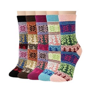 PERFECT Women-<span class=keywords><strong>5</strong></span>แพ็คถุงเท้าฤดูหนาวสำหรับผู้หญิงลายชาติพันธุ์ถุงเท้าพื้นหนาถักกวางเรนเดียร์ชาติพันธุ์ - Product Image 2