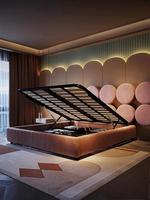 2025 Luxuriöses Modernes Queensize-Bett Weich Gepolstertes Leder-Schlafzimmermöbel mit Platzsparendem Stauraum Komfortables Modernes Bett