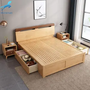 Muebles de dormitorio de doble de madera moderna cama de lujo