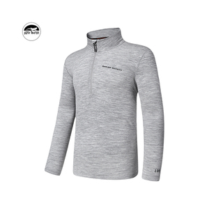 GECKO MASTER Low MOQ abiti caldi Top da uomo grigio melange 100% lana Merino uomo <span class=keywords><strong>mezza</strong></span> <span class=keywords><strong>manica</strong></span> <span class=keywords><strong>mezza</strong></span> Zip intimo lungo da uomo - Product Image 6