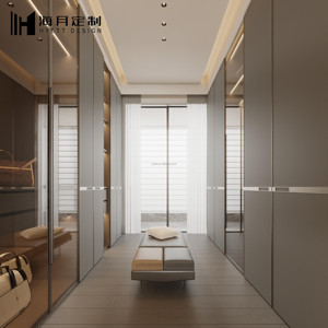 Cabina Armadio Modulare Personalizzata HAIYUE con Porta in Vetro, Guardaroba in Legno con Illuminazione LED per Case di Lusso - Product Image 3