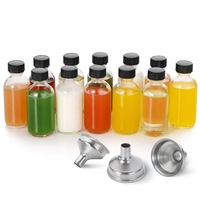 Lot de 12 bouteilles en verre Boston transparentes de 2 oz – Bouteilles portables pour boissons, jus, lait, thé, yaourt