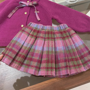 Tongxingyuan Girls Knitted <b>Cardigan</b> Plaid Skirt Set Autumn Winter <b>Thick</b> Cotton Clothing Set - Product Image 3