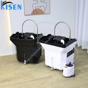 Kisen Black White Shampoo Basin Portable Bac Pipeless Salon Sink with 60L Water tank <b>Led</b> Light Heater Water Arch Fumigated Dome - Product Image 6