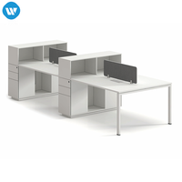 Bureau de travail moderne LIWEI pour 4 personnes avec cadre en aluminium, design modulaire et extensible, plateau en bois, cloison pour ordinateur
