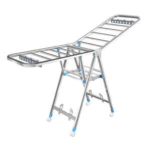 Tragbarer Faltbarer Wäscheständer, Großer Wäschetrockner für Draußen mit Rollen - Product Image 1