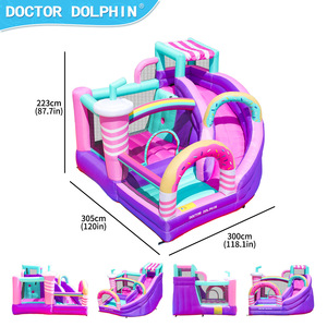 Castillo inflable de delfines para niños pequeños con tobogán hinchable para uso doméstico - Product Image 4
