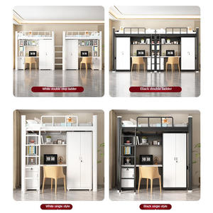 Cama Alta con Escalera y Escritorio, de Hierro Negro, Tamaño King, para Niños, con Marco Completo, Precio Económico, en Oferta Cerca de Mí - Product Image 3