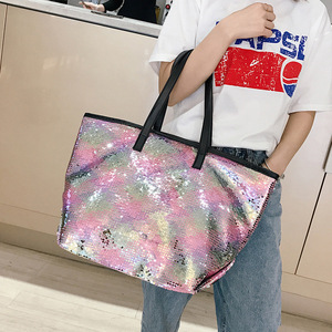 2024 Wholesale Fashion Customized Glitter <strong>Sequin</strong> Tote Bag Big Artistic Computer Phone PU High Quality Lady <strong>Handbags</strong> - Product Image 2