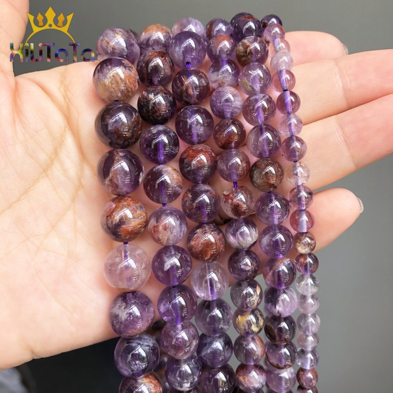 natural purple ghost quartz beads