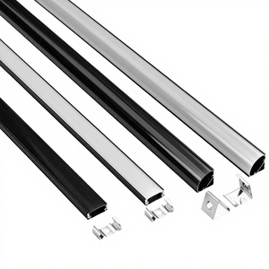 Profilé en aluminium LED série 1000, <span class=keywords><strong>noir</strong></span>, 10-50 pièces/paquet, 1m/pièce, forme en U/V, adapté aux bandes lumineuses de 8-12mm, canal de logement - Product Image 1