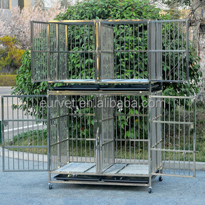 EUR PET toptan yeni tasarım çift kapılar yüksek kalite paslanmaz istiflenebilir çelik köpek kafesi katlanabilir köpek kafesi - Product Image 5