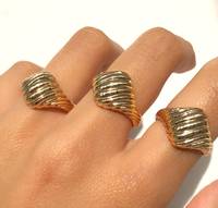 18k Croissant Dôme Anneau Anillo Plaqué Or Chevalière Bague En Acier Inoxydable Bijoux Or Chunky Twist Rope Anneaux