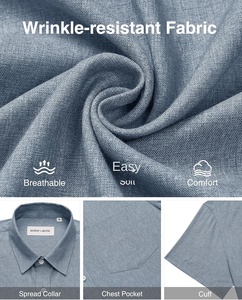 Camisas de Lino para Hombre Alimens & Gentle, con Cuentas, Manga Corta, Cierre de Botones, Sin Arrugas, Casuales, para Vacaciones, Playa, Verano - Product Image 5