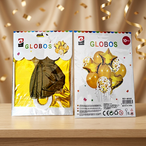 Erpsl 10pc Gold Latex Disposable Elegant Birthday Balloon Set 12 Pack 3 Color Gravure Printed Indoor Use Party Decoration - Product Image 1