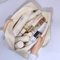 Grande trousse de maquillage de voyage, logo personnalisé, trousse de toilette transparente, multifonctionnelle, en PVC, sac de rangement pour articles de toilette
