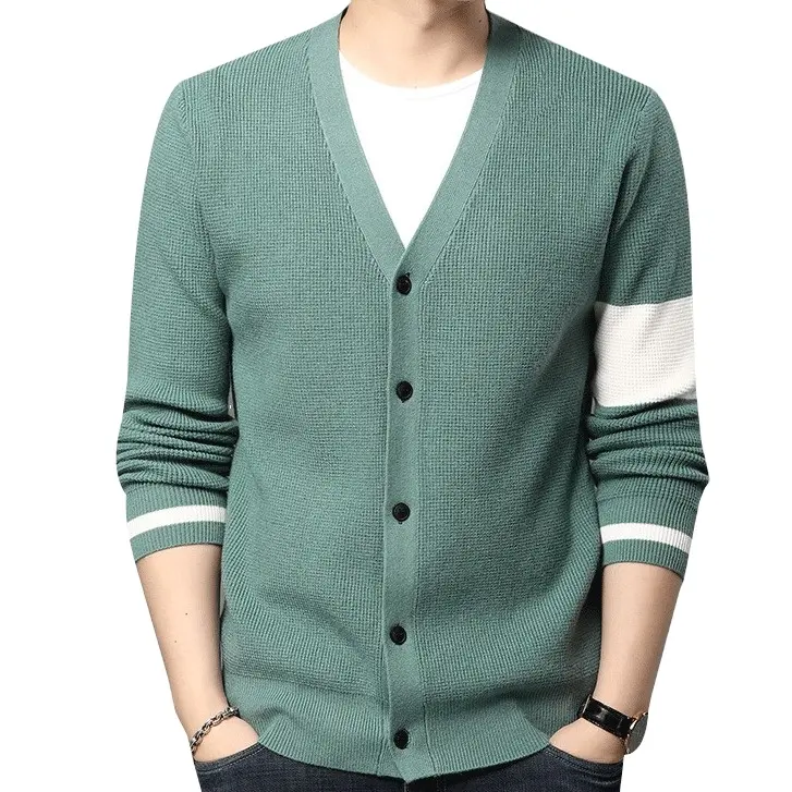 UG de moda de nova marca personalizado v neck único breasted dos homens cardigan camisola de malha de lã com botão Camisola tricot Cardigan