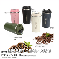 Nouvelle tasse à café électronique à double paroi en acier inoxydable, alimentée par batterie, à température contrôlée, avec couvercle LED, compatible 6-12